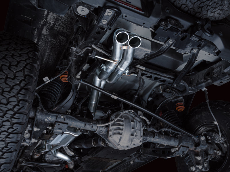AWE Tuning 22-24 Ford Bronco Raptor 4WD Dual BashGuards Cat-Back SwitchPath Exhaust (No Tips) available at Damond Motorsports