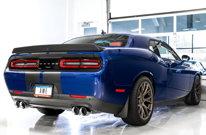 AWE Tuning 2017+ Challenger 5.7 Touring Edition Exhaust - Non-Resonated - Diamond Black Quad Tips available at Damond Motorsports