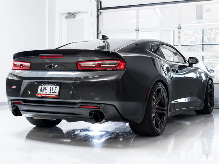 AWE Tuning 16-19 Chevrolet Camaro SS Axle-back Exhaust - Touring Edition (Diamond Black Tips) available at Damond Motorsports