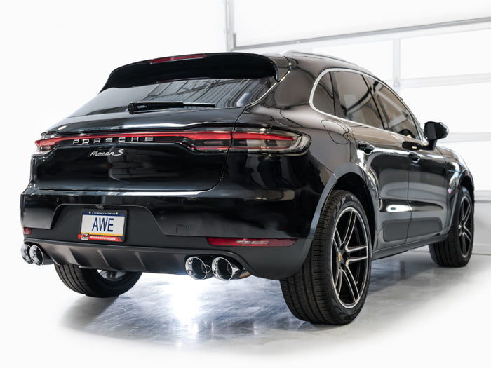 AWE Tuning 19-21 Porsche Macan 3.0T/2.9TT Touring Edition Catback Exhaust w/ Chrome Silver Tips available at Damond Motorsports