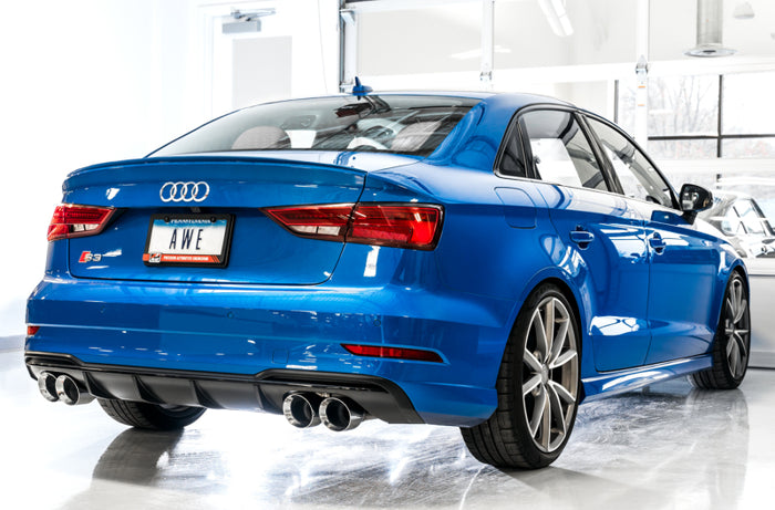 AWE Tuning Audi 8V S3 SwitchPath Exhaust w/Chrome Silver Tips 102mm available at Damond Motorsports