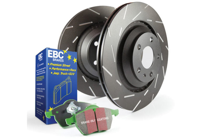 EBC Brakes S2 Kits Greenstuff 2000 and USR Rotors; Front; FMSI Pad No. D918; Vented; 5 Bolt Holes; 345mm Dia.; 73mm Height; 30mm Thick; available at Damond Motorsports