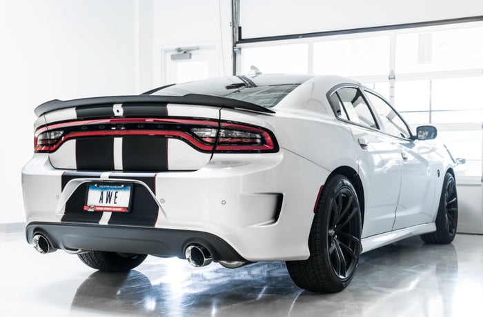 AWE Tuning 2017+ Dodge Charger 5.7L Touring Edition Exhaust - Non-Resonated - Diamond Black Tips available at Damond Motorsports