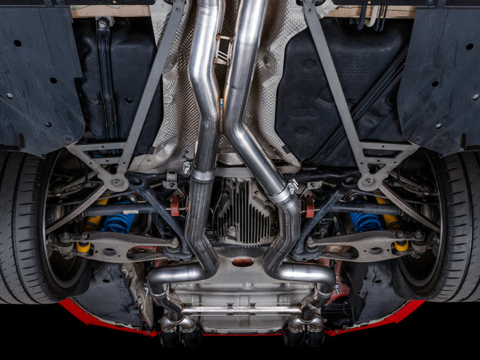 AWE Tuning BMW F8X M3/M4 Track Edition Catback Exhaust - Chrome Silver Tips available at Damond Motorsports