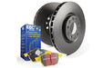 EBC Brakes S13 Kits Yellowstuff and RK Rotors; Front; FMSI Pad No. D1443; Vented; 5 Bolt Holes; 385mm Dia.; 62mm Height; 36mm Thick; 75mm Center Hole Dia.; available at Damond Motorsports