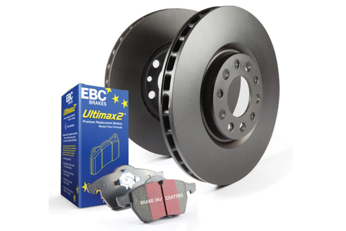 EBC Brakes S20 Kits Ultimax and Plain Rotors; Front and Rear; FMSI Pad No. D1411/D1411; Vented Front; Vented Rear; 8/8 Bolt Front/Rear; 355/355mm; Center Hole Dia. 127.1/130mm; available at Damond Motorsports
