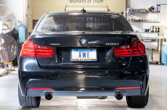 AWE Tuning BMW F3X 335i/435i Touring Edition Axle-Back Exhaust - Diamond Black Tips (90mm) available at Damond Motorsports