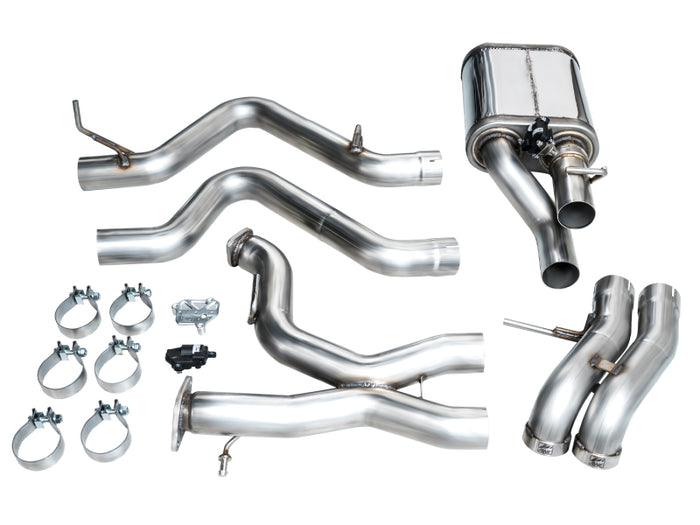 AWE Tuning 22-24 Ford Bronco Raptor 4WD Dual BashGuards Cat-Back SwitchPath Exhaust (No Tips) available at Damond Motorsports