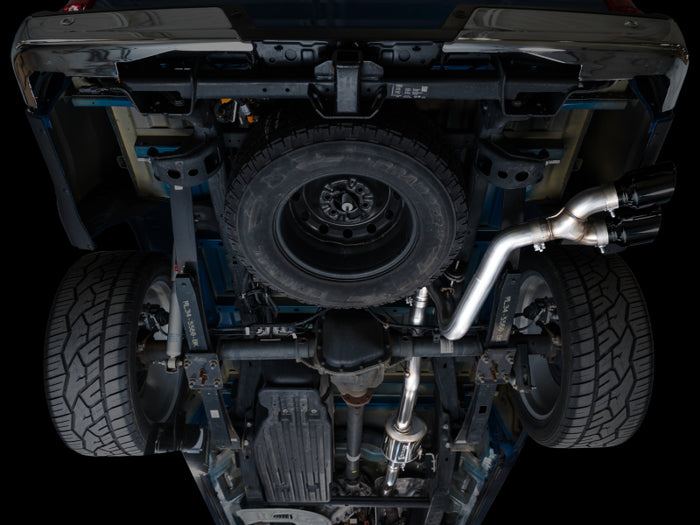 AWE 21-25 Ford F150 (14th Gen Reg Cab) Cat-Back Exhaust - 4.5in Dual Side Exit Diamond Black Tips available at Damond Motorsports