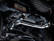 AWE Tuning 2021+ Ford Bronco 0FG Dual Rear Exit Exhaust w/Chrome Silver Tips & Bash Guard available at Damond Motorsports