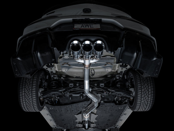AWE Tuning 2024 Acura Integra Type S DE5 FWD Track Edition Exhaust w/ Triple Chrome Silver Tips available at Damond Motorsports