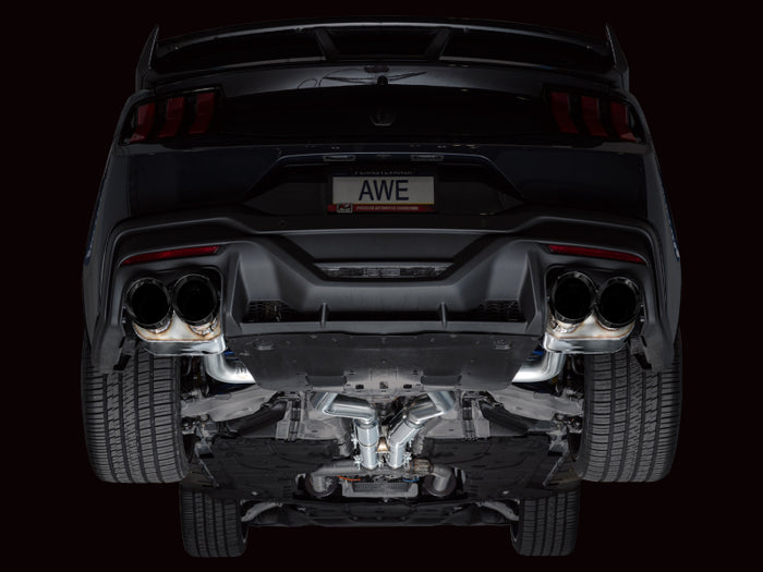 AWE 2024 Ford Mustang Dark Horse S650 RWD SwitchPath Catback Exhaust w/ Quad Diamond Black Tips available at Damond Motorsports
