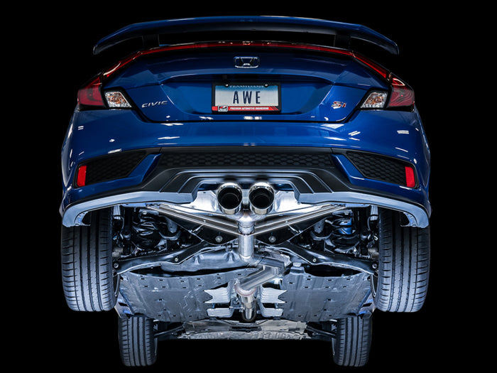 AWE Tuning 2016+ Honda Civic Si Track Edition Exhaust w/Front Pipe & Dual Chrome Silver Tips available at Damond Motorsports