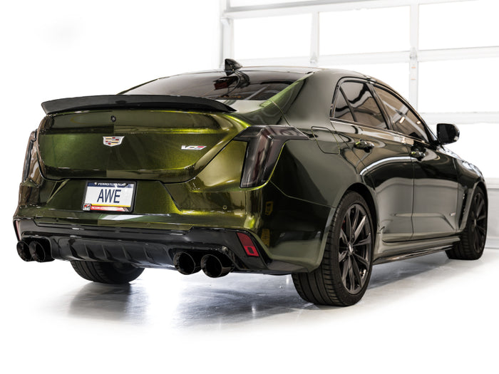 AWE Tuning 2021+ Cadillac CT4-V Blackwing SwitchPath Exhaust - Diamond Black Tips available at Damond Motorsports
