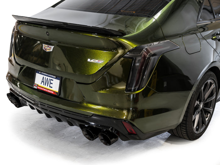 AWE Tuning 2021+ Cadillac CT4-V Blackwing SwitchPath Exhaust - Diamond Black Tips available at Damond Motorsports