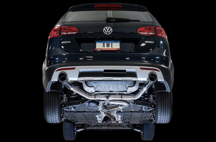 AWE Tuning VW MK7 Golf Alltrack/Sportwagen 4Motion Track Edition Exhaust - Polished Silver Tips available at Damond Motorsports