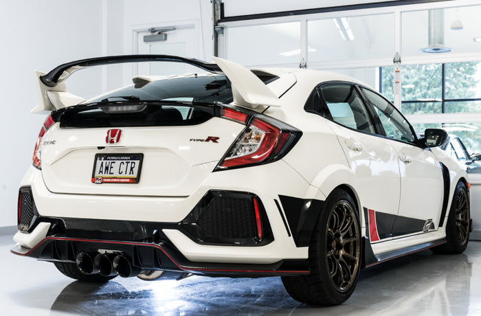 AWE Tuning 2017+ Honda Civic Type R Track Edition Exhaust w/Front Pipe & Triple Diamond Black Tips available at Damond Motorsports
