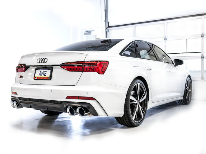 AWE Tuning 19-23 Audi C8 S6/S7 2.9T V6 AWD Touring Edition Exhaust - Chrome Silver Tips available at Damond Motorsports