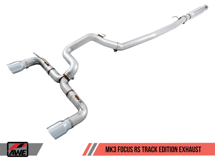 AWE Tuning Ford Focus RS Track Edition Cat-back Exhaust - Chrome Silver Tips available at Damond Motorsports