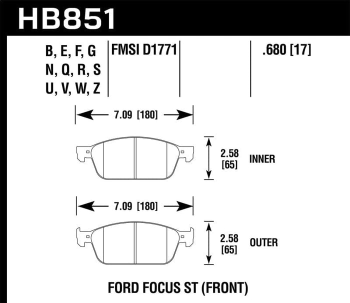 Hawk Performance-Hawk 15-16 Ford Focus ST HPS 5.0 Front Brake Pads- at Damond Motorsports
