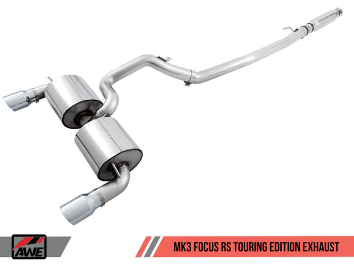 AWE Tuning Ford Focus RS Touring Edition Cat-back Exhaust - Resonated - Diamond Black Tips available at Damond Motorsports