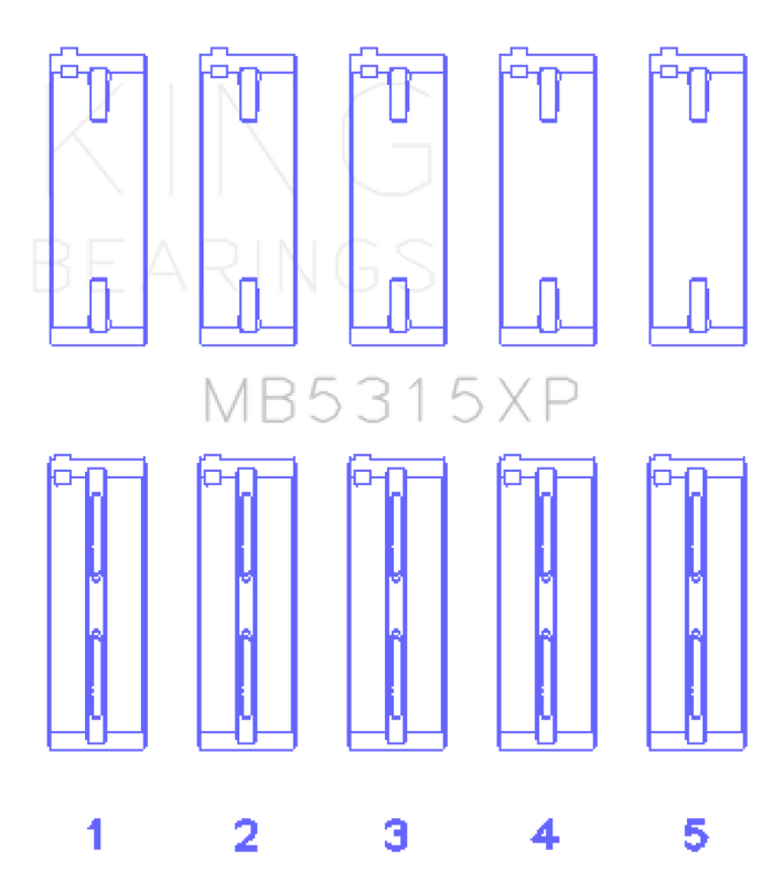 King Engine Bearings-King Mitsubishi 4G63/4G64 7 Bolt EVO V-IX (Size 0.025mm) Performance Main Bearing Set- at Damond Motorsports