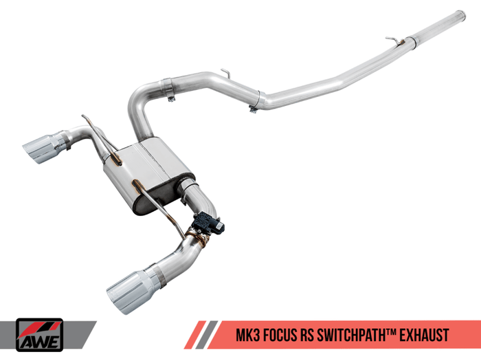 AWE Tuning Ford Focus RS SwitchPath Cat-back Exhaust - Diamond Black Tips available at Damond Motorsports