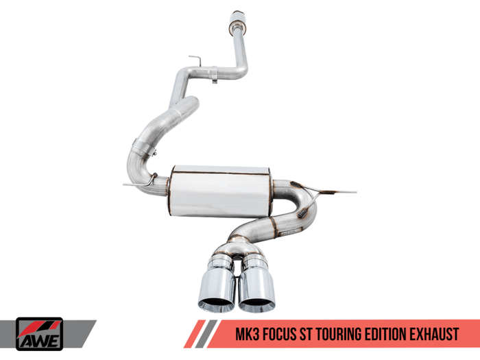 AWE Tuning Ford Focus ST Touring Edition Cat-back Exhaust - Resonated - Chrome Silver Tips available at Damond Motorsports