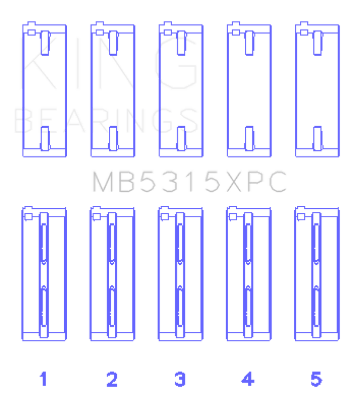 King Engine Bearings-King 1992+ Mitsubishi 4G63/4G64 EVO I-IV (Size STDX) Coated Performance Main Bearing Set- at Damond Motorsports