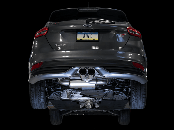 AWE Tuning Ford Focus ST Touring Edition Cat-back Exhaust - Resonated - Chrome Silver Tips available at Damond Motorsports