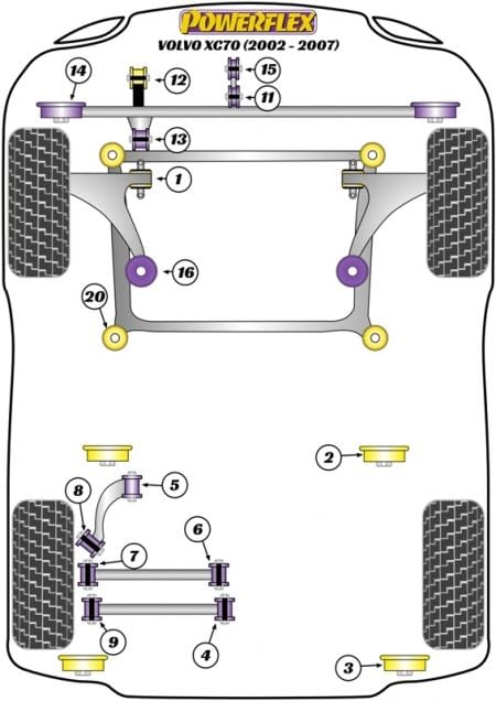 Powerflex-Volvo S60 / V70 / S80 / XC70 Upper Engine Mount Cross Shape- at Damond Motorsports